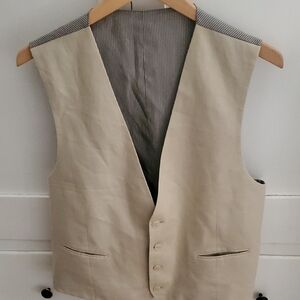 Men's Linen Beige Button-Up Vest